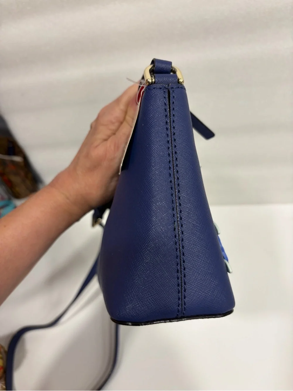 kate spade navy leather crossbody with blue sea turtle appliqués